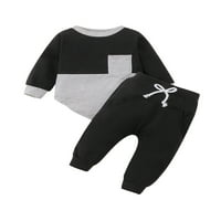 Musuos Toddler Boys Jesenski outfit setovi dugih rukava za patchwork romper + solidne hlače za crtanje
