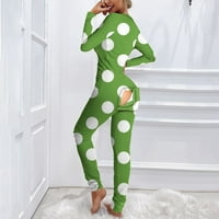 Slim Comfy Jumpsuits za Ženska Dot Print Sleep Rubpers Dugme-Down Funkcionalni zaklopci