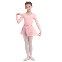 Balet Leotard za djevojke Ballerina Dance Ruffle Dugi rukav Tutu Skirted