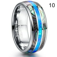 Tungsten prstenovi Dome Abalone Shell Blue Center Vjenčani vevi za muškarce Žene Udobne veličine veličine do 13
