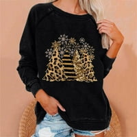 Safuny ženska dukserica labav pulover Trendne majice za odmor Grafički grafički leopard vrhovi pada