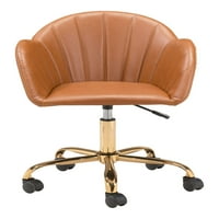 Stolna stolica za računare, Fau vinilna koža, čelik, preplanuli, zlato, kućni poslovni uredski namještaj