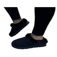 Avamo ženske lagane nejasne papuče Fluffy zimske tople cipele unutarnje vanjske klizne niti crne 7