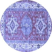 Ahgly Company u zatvorenom krugu geometrijske plave tradicionalne prostirke, 5 'runda