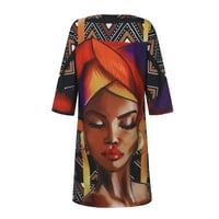 Wevens Plus Veličina $ $ ženska modna afrička vintage Print Srednje rukave V izrez Ležerne mini haljine