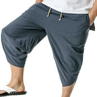 Haite Muškarci Hipi džepovi Droke lagane pantalone za vuču Travel Elastični struk Capris Pant