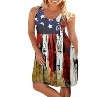 GVMFIVE ženske američke zastave Ispis Nezavisnosti Dnevna haljina bez rukava