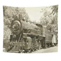 Vlak starog vintage pare motora u sepiji željeznički zidni umjetnički vješanje tapiserija Home Decor