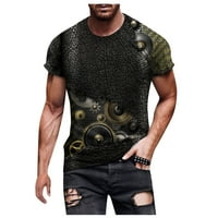 Tking modni muškarci Proljeće Ljeto Ležerne tanke 3D tiskane majice kratkih rukava Top bluza - crna