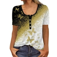 Košulje za žene Grafički vintage Top UTr gumb Kratki rukav labavi Thirts majice za žene
