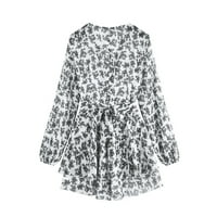 Booker Women Romper haljina Ležerne prilike tiskane polke Dot Style V izrez dugih rukava od plaže Boho