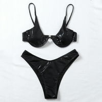 Kupaći kostimi za žene, ženska zmija uzorak bikini čelik Split Dwimsuit crna s