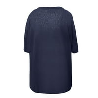 Ženski Ljeto Plus Veličina Labavi moda V izrez Boboy Boja majica kratkih rukava Mornarice