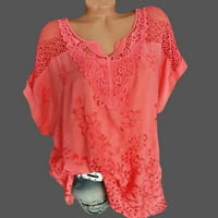 LEYLAYRAY ženske bluzeVeme Ljeto O-izrez Kratki rukav izdubit je čvrsta ležerna bluza vrhunska majica