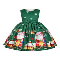 Pfysire Božićne toddlerove djevojke bez rukava santa s ljuljačka haljina zelena 6- t