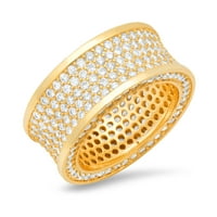 Muški polirani zlatni čist kubični cirkonijski zasuđeni prsten, veličina 8