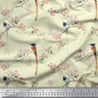 Listovi tkanine Soimoi Rayon, cvjetni i rajski flycatcher ptica za štampanje tkanine sa dvorištem