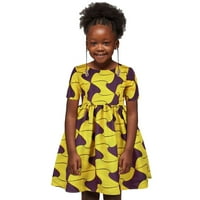 Djevojke Ankara Princess Round Toddler Style Outfits Deca 16y Baby haljine Dashiki rukav kratka kratka