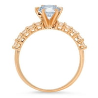 1. CT sjajan okrugli rez simulirani Blue Diamond 14k žuti zlatni pasijans sa Accenting prstenom SZ 10.5