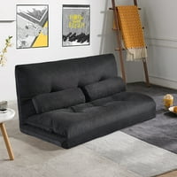Vrlo podesivi sklopivi kauč na razvlačenje, Futon Floor Sofa salon za spavanje s dva jastuka - crna
