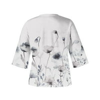 Funicet Womens Fall Tops Sexy rukava cvjetna print DEPET V bluza izreza Casual Labavi fit tucinski majice