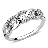 Ženski srebrni prstenovi visoko polirani prsten od nehrđajućeg čelika sa AAA razredom CZ u CLEAR DA163