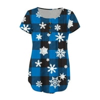 Buigttklop majice za žene, ženski povremeni božićni praznik TOP V-izrez Majica kratkih rukava Lijepi