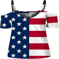 Dabuliu Žene 4. jula TANK TOP O vrat Casual Loop Fit USA zastava Košulje majice bez rukava majica bez