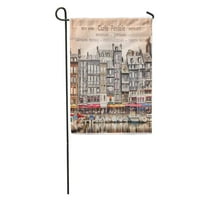 Francuska stara luka Honfleur France Vintage scena portu Drevna vrtna zastava Dekorativna zastava Kuća banner