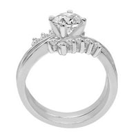 Aonejewelry zaručni prstenovi za žene 0. Carat Diamond Bridal Set zaručni prsten u 10K čvrsto bijelo