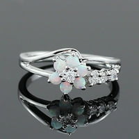 Simu nehrđajući čelični prstenovi za muškarce žene Vintage Exquisite Dame Ring Pink bijeli Opal cirkon