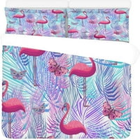 Posteljina set crveni flamingosi leptira Dvostruka veličina pokrivač sa jastukom za kućnu posteljinu