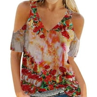Olyvenn ženske tuničke bluze Košulje Save Big Vintage Modni ljeto Off ramena Kratki rukav Teers Retro
