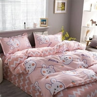 Djevojke Pink Duvet Poklopac Twin Cartoon Rabbit Jawberry Uzorak Štampane posteljine Reverzibilne meke