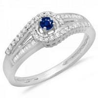 DazzlingRock kolekcija 10k plavi safir i bijeli dijamant uvijeni vrtlog za brisanje halo zaručnički