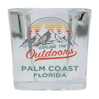 Palm Coast Florida Istražite na otvorenom Suvenir Square Square Bander Shot Glass 4-pack