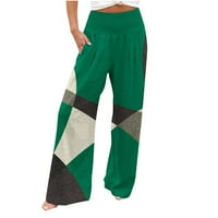 Zelene dame Hlače Žene udobne boje bloka u boji visokih struka hlače za slobodno vrijeme dukseci