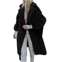 Ženska plus veličina FAU krzneni kaput casual zimska topla duga rukavica odjeća otvorena prednja luksuzna