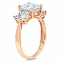 2.62ct Princess rez plavi simulirani dijamant 18k ružičasti ružičasti zlato graviranje izjava godišnjica