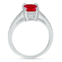 2.45ct smaragdni rez crveni simulirani rubin 14k bijelo zlatni godišnjica za angažman prsten veličine