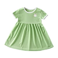 Kratki rukav Crew Crt Bunny Patchwork haljina za djevojke za dijete za djevojke odjevene za djevojke