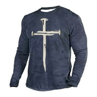 MENS NOVELTY majica s dugim rukavima Jesus Cross Faire Casual Sport Tee Fashion Christian Cross Grafički