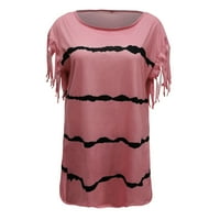 Gotyoo Proljeće vrhovi modne ženske trake nazoru Casual majica s kratkim rukavima bluza Pink xl