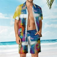 Muškarci, muškarci postavljeni outfit na plaži s majicom s majicom Work Tops multicolor xxl