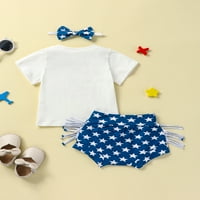 4. jula Djevojčica Outfit USA Pismo Ispis majica Tors Tassel Star Hrats Toddler Četvrti jul Slatka sednica