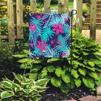 Ružičasta neon Živa egzotična cvijeća i palminski uzorak havajska džungla vrt za zastavu ukrasna zastava