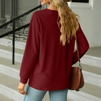 WEFUESD T majice za žene Ženska majica s dugim rukavima Modni V ovratnik na vrhu pune boje casual bluze