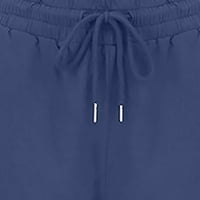 Hinvhai plus veličine pantalone za čišćenje žene pamučne i posteljine čvrste vuče elastične struke duge