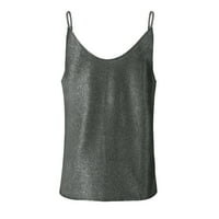 Žene ljetne vrhove bluza Žene bez rukava Ležerne prilike Cvjetne V-izrez Silver XL