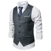 Yanhoo Formalni haljini za muškarce Slim Fit V Gumb za vrat vrhovi kaput Business casual odijelo prsluk